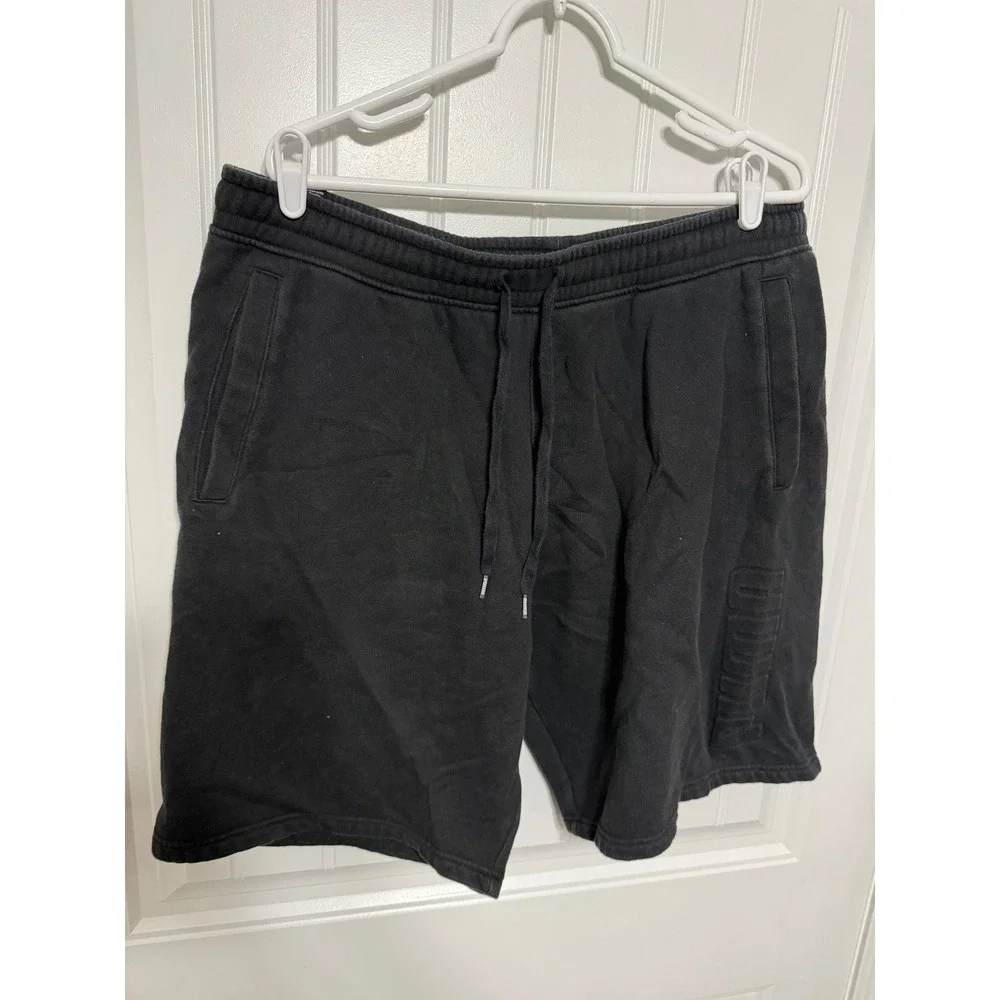 Puma Shorts Mens XL Black Fleece Drawstring Athletic‎ Embossed Logo